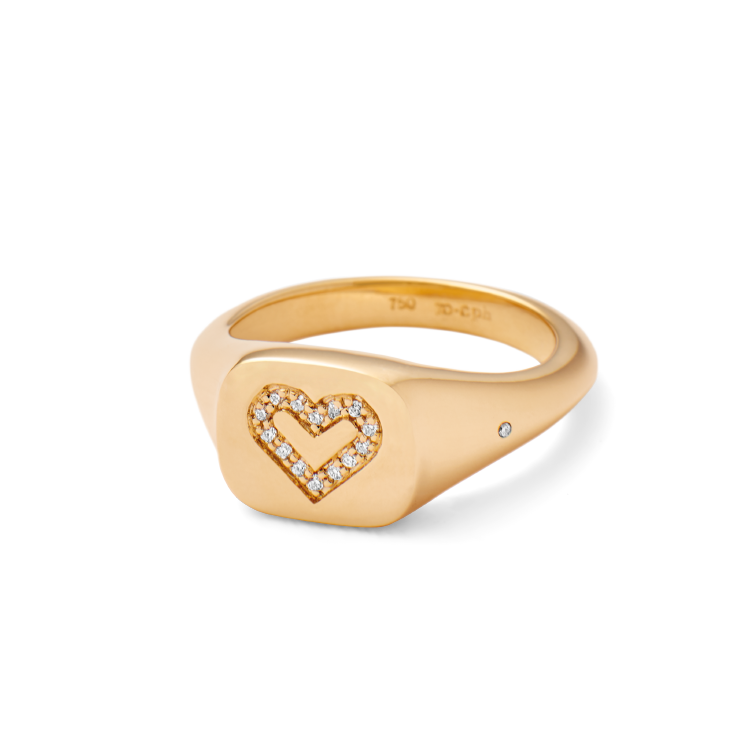 RO Copenhagen Rock Solid heart signetring i 18kt guld