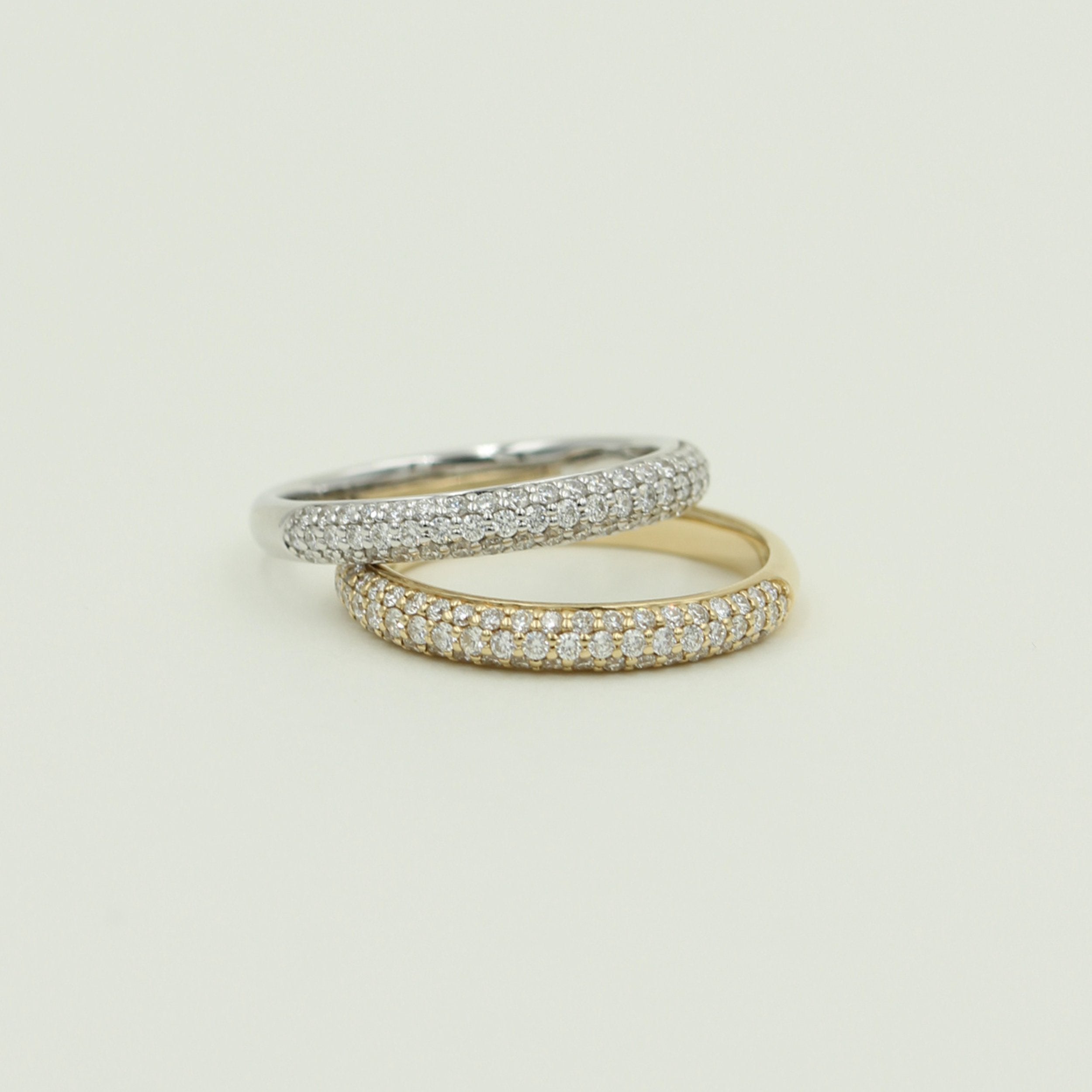 Pavé Ringe m. 3 rækker brillanter