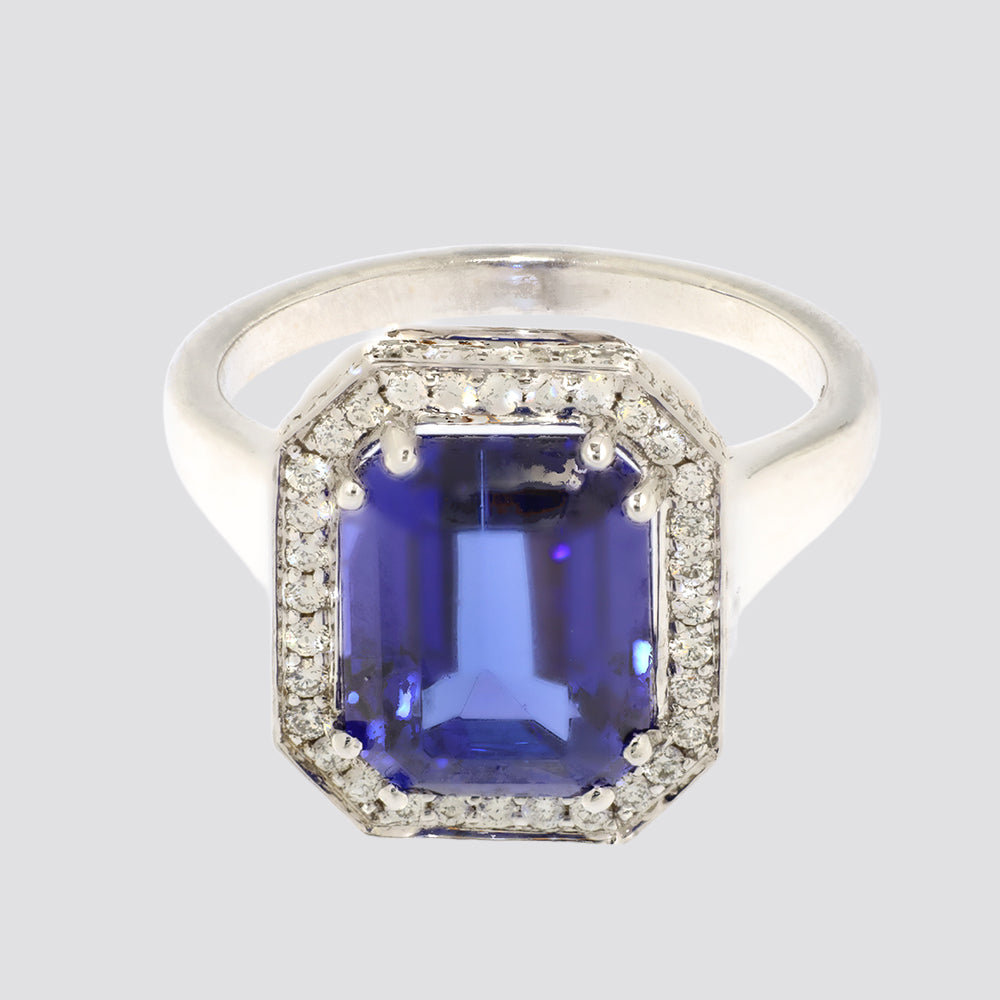 Ring 18kt 0,36ct tw-vs 5,92ct tanzanite