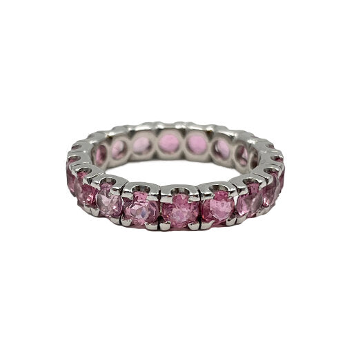 Brugt Pink safir alliancering i 18kt hvidguld