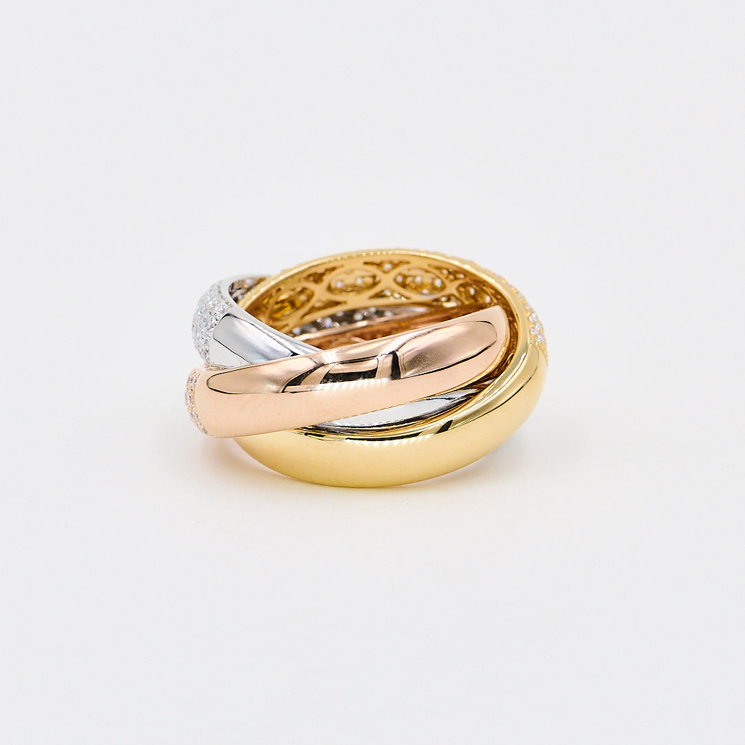 3-i-én Ring i 18 kt. Guld med Pavé - 2,73 ct. G-VS