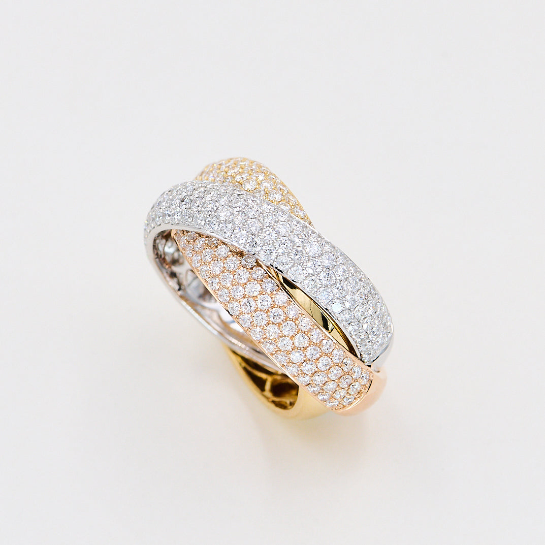 3-i-én Ring i 18 kt. Guld med Pavé - 2,73 ct. G-VS