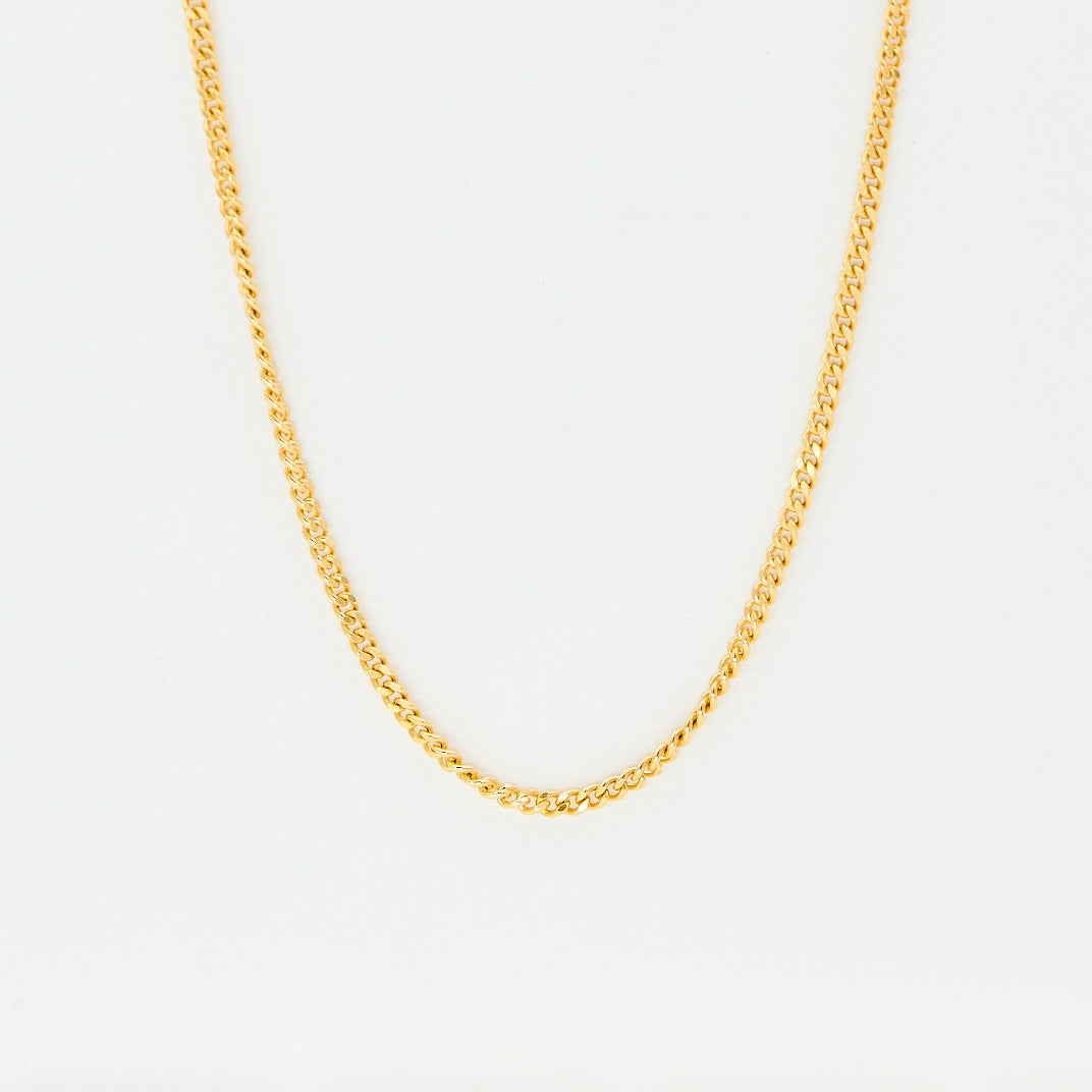 Flad Panzer Guld Kæde 14kt 45cm