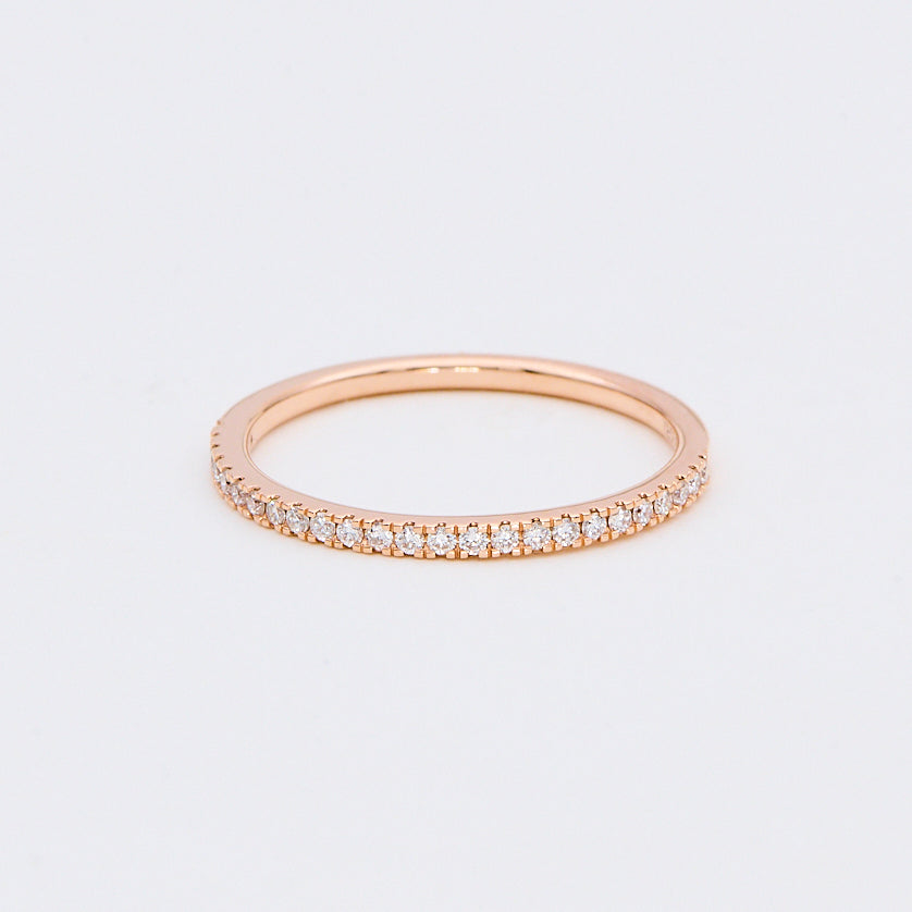 Pavéringe i 14 kt guld, rosa- og hvidguld med 0,15 ct TW-SI diamanter