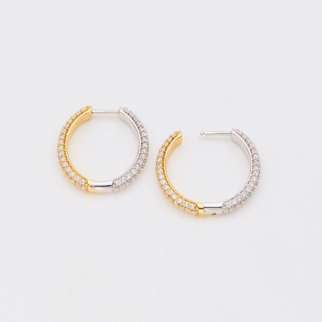 Diamant Hoops i 14 kt. Guld og Hvidguld, 1,97 ct. TW.SI