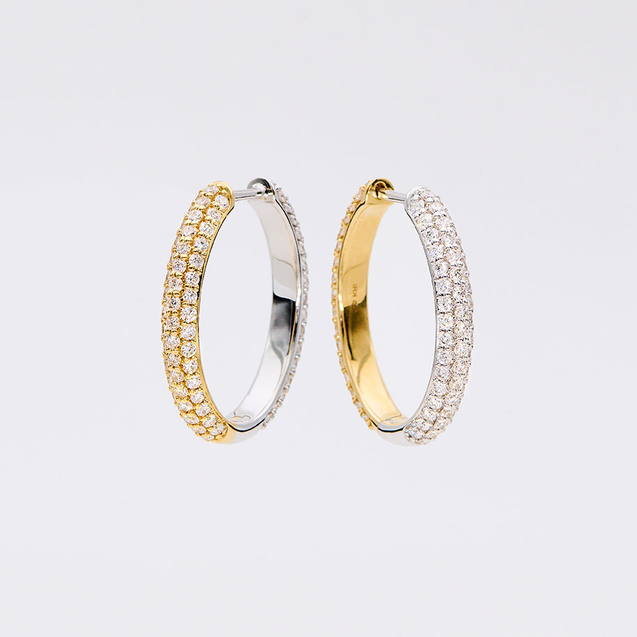 Diamant Hoops i 14 kt. Guld og Hvidguld, 1,97 ct. TW.SI