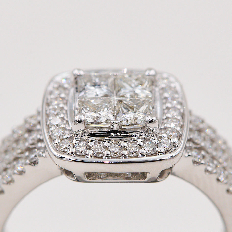 Rosetring i 14 kt. hvidguld 1,12 ct. TW-SI