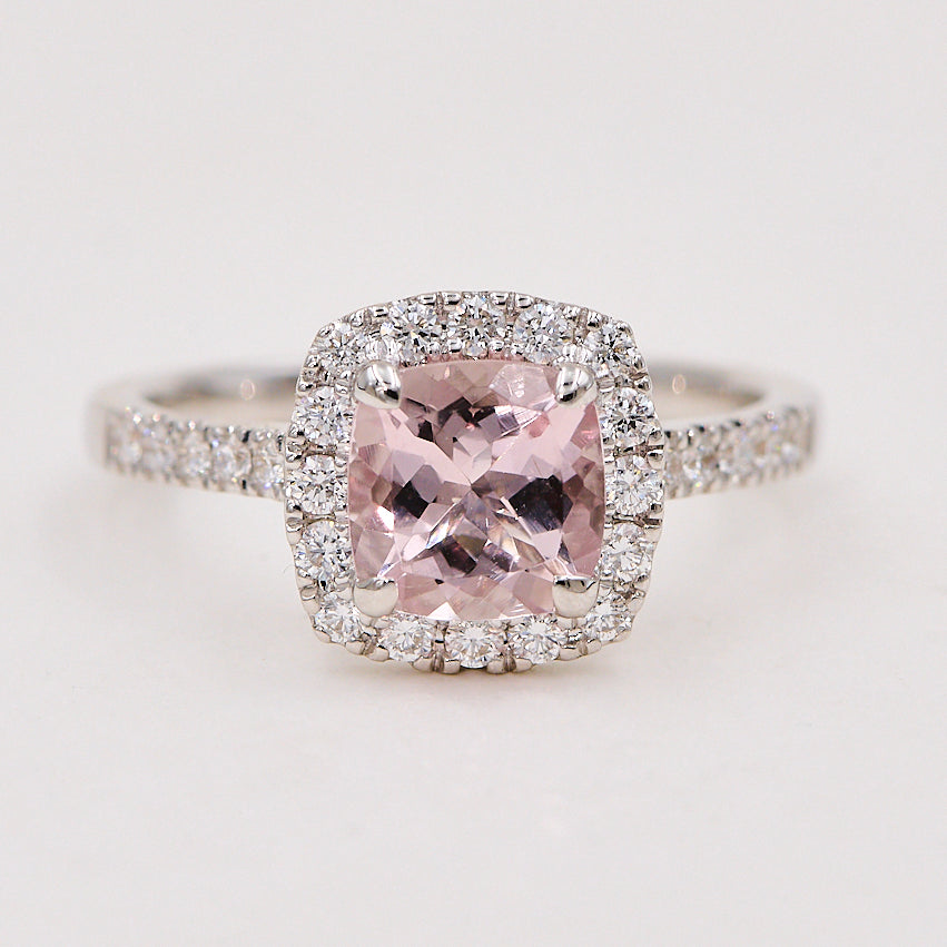 Rosetring i hvidguld 14 kt 0.39 ct TW-SI 1.55 ct Morganit