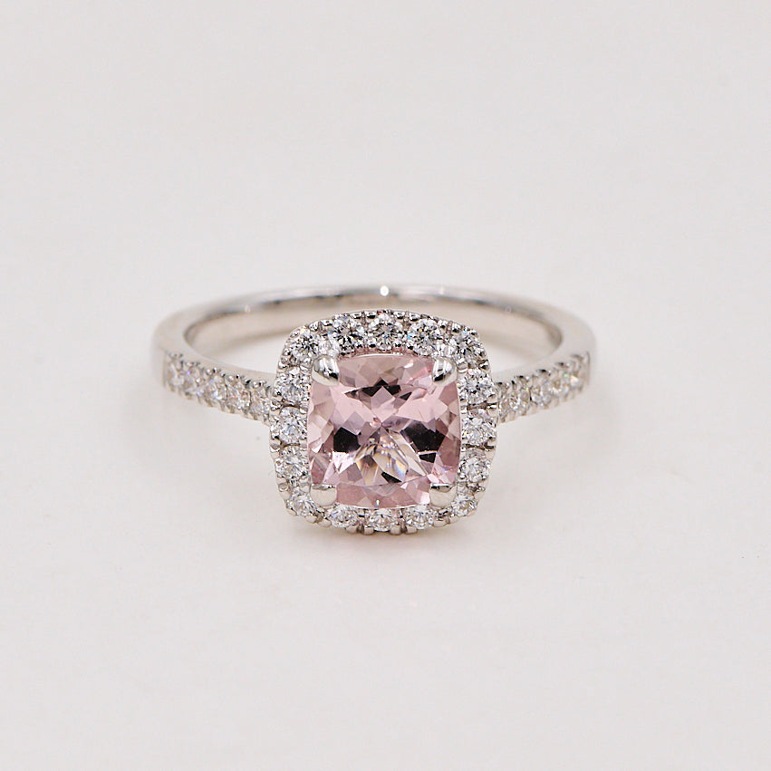 Rosetring i hvidguld 14 kt 0.39 ct TW-SI 1.55 ct Morganit
