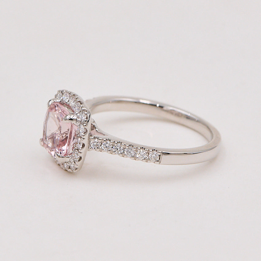Rosetring i hvidguld 14 kt 0.39 ct TW-SI 1.55 ct Morganit