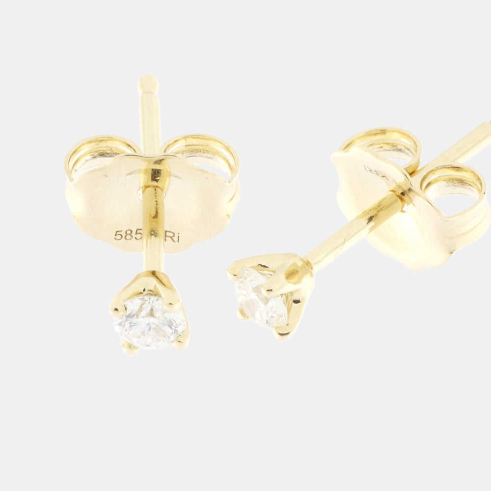 Solitaireørestikker 0,16 ct. guld eller hvidguld