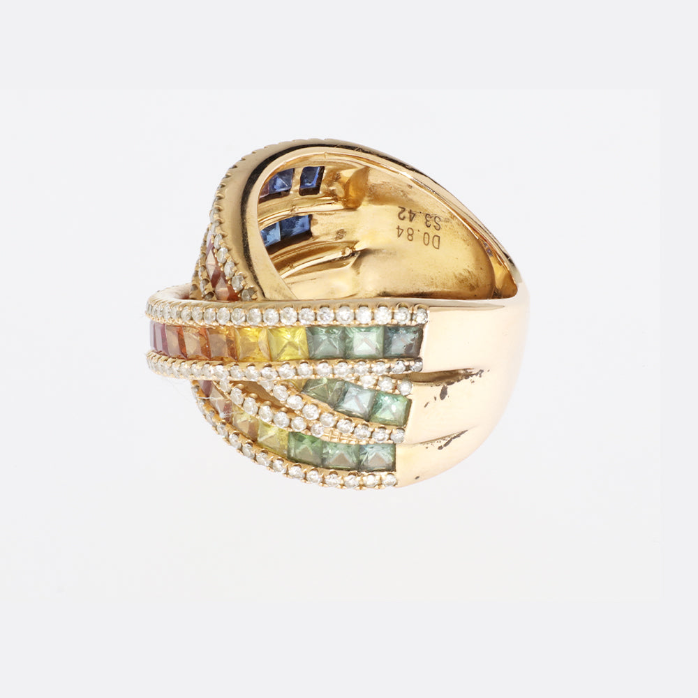 Ring 18kt med diamanter og safir