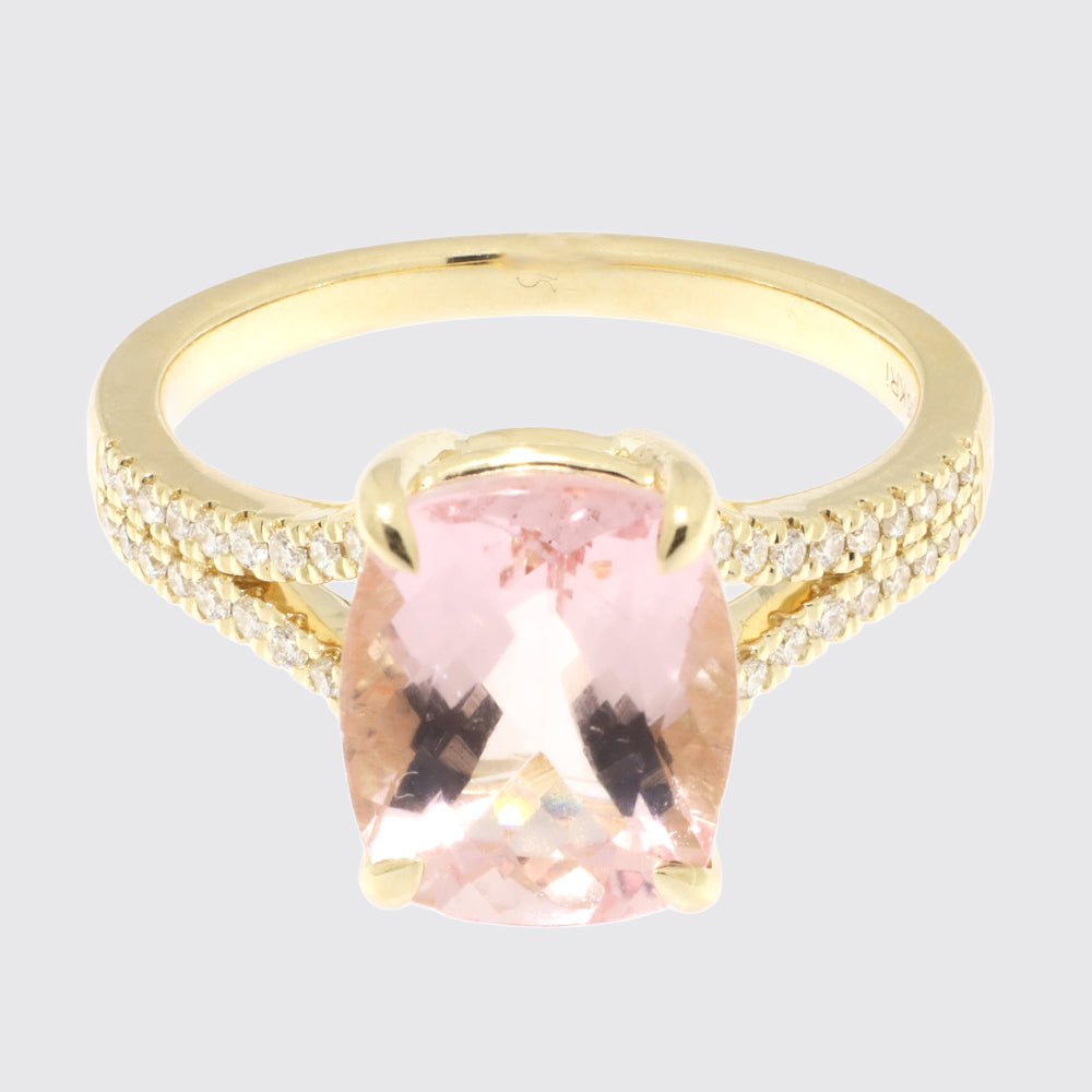 Ring 14kt 0,18ct tw-si 3,71ct morganit