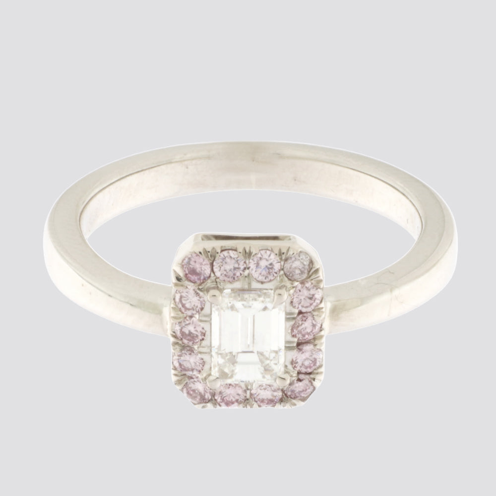 Ring 14kt 0,45ct e-si 0,22ct pink
