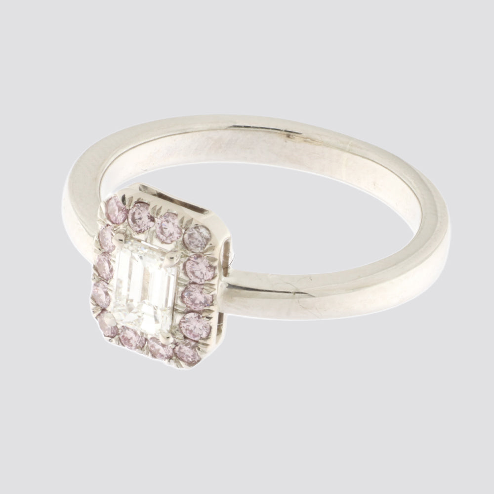 Ring 14kt 0,45ct e-si 0,22ct pink