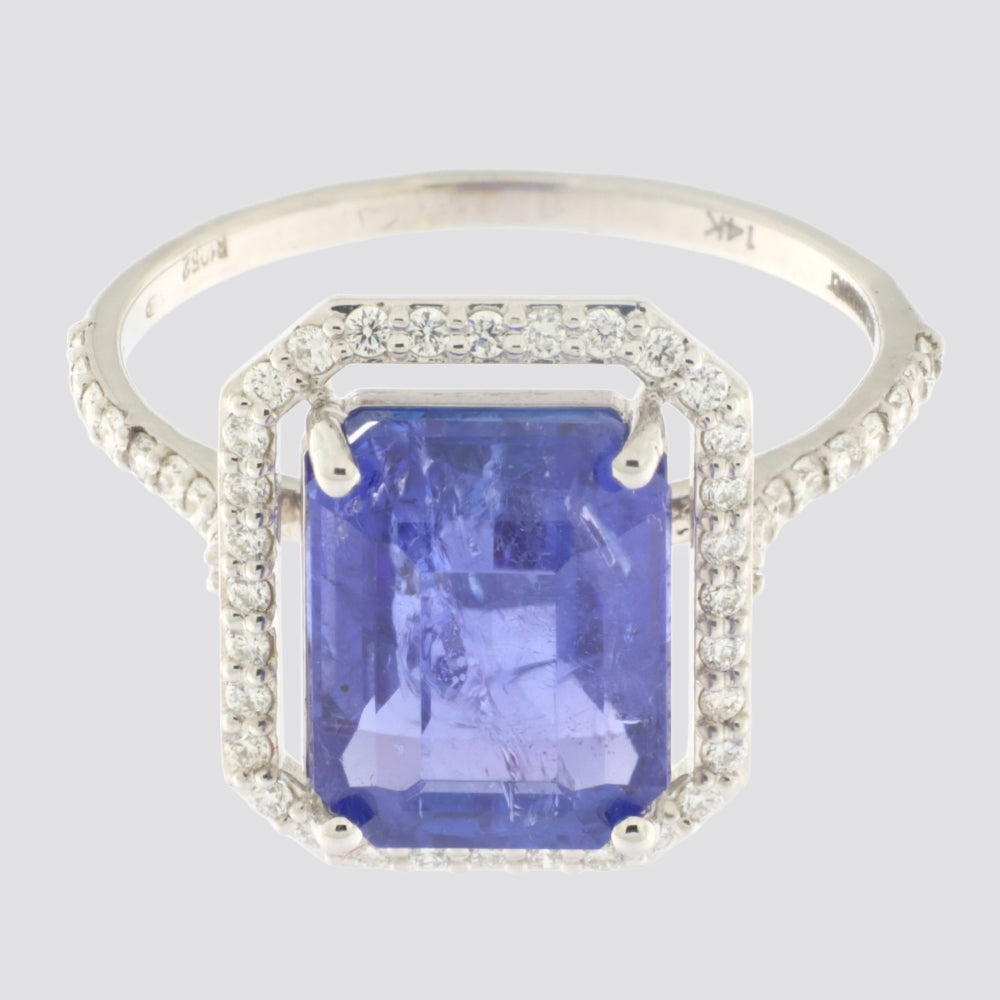 Ring 14kt 0,37ct tw-vs 5,25ct tanzanite