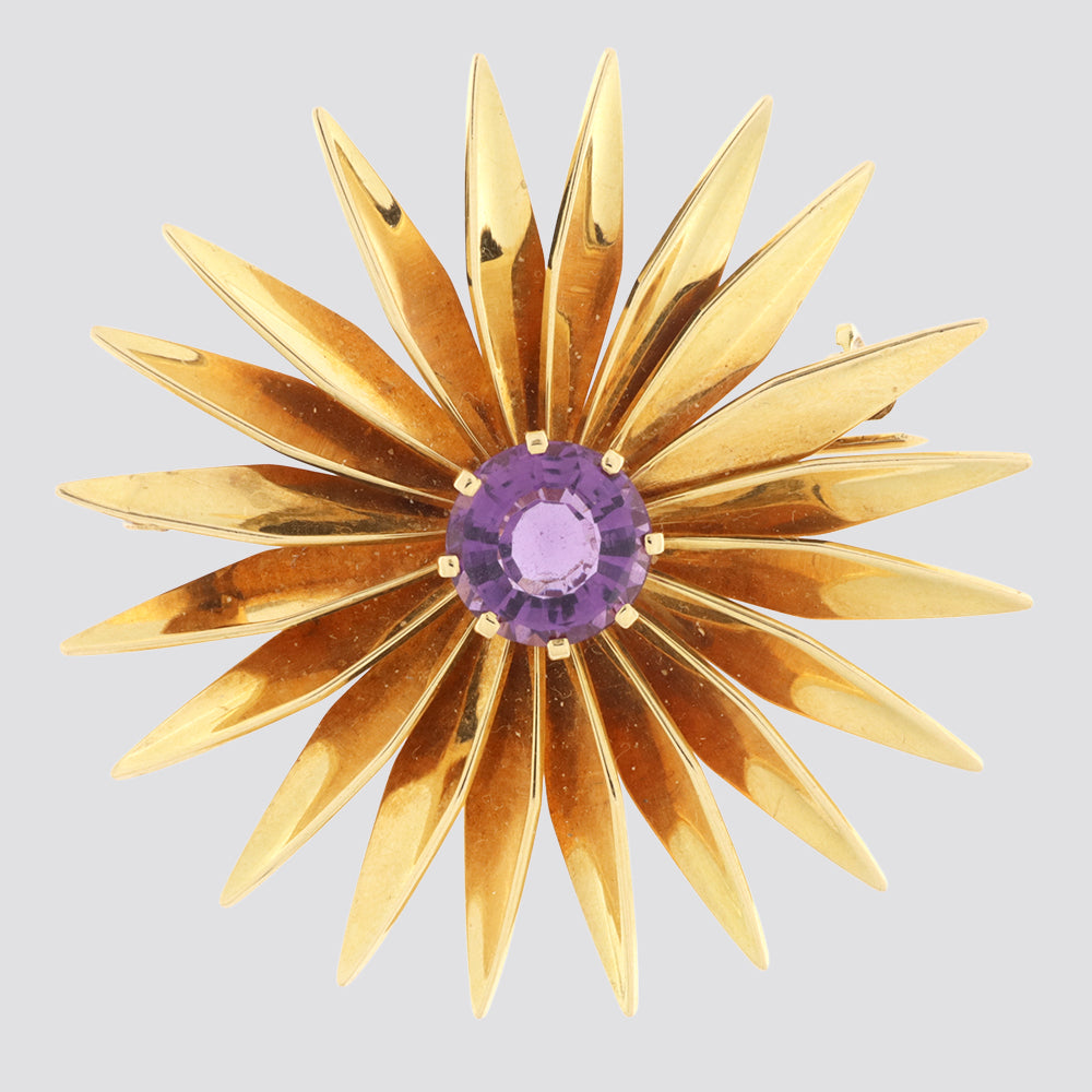 Broche 14kt ametyst