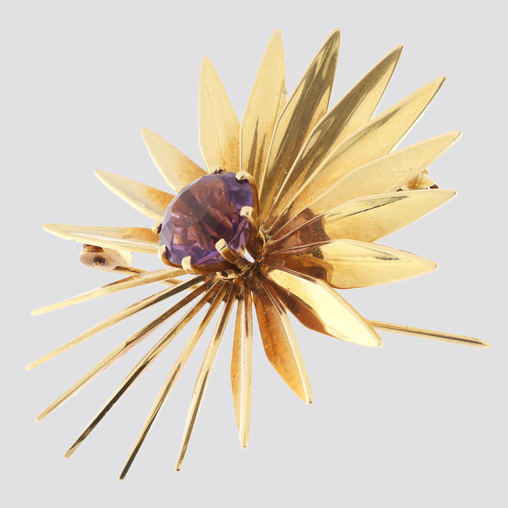 Broche 14kt ametyst