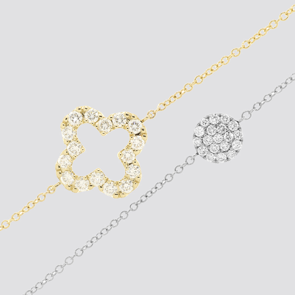 Armbånd i 9 kt. guld eller hvidguld med diamanter