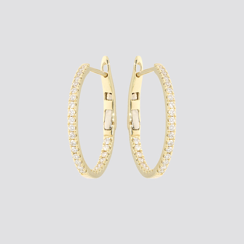 Hoops Øreringe i 9 kt. Guld eller Hvidguld med 0,37 ct. W-SI Diamanter